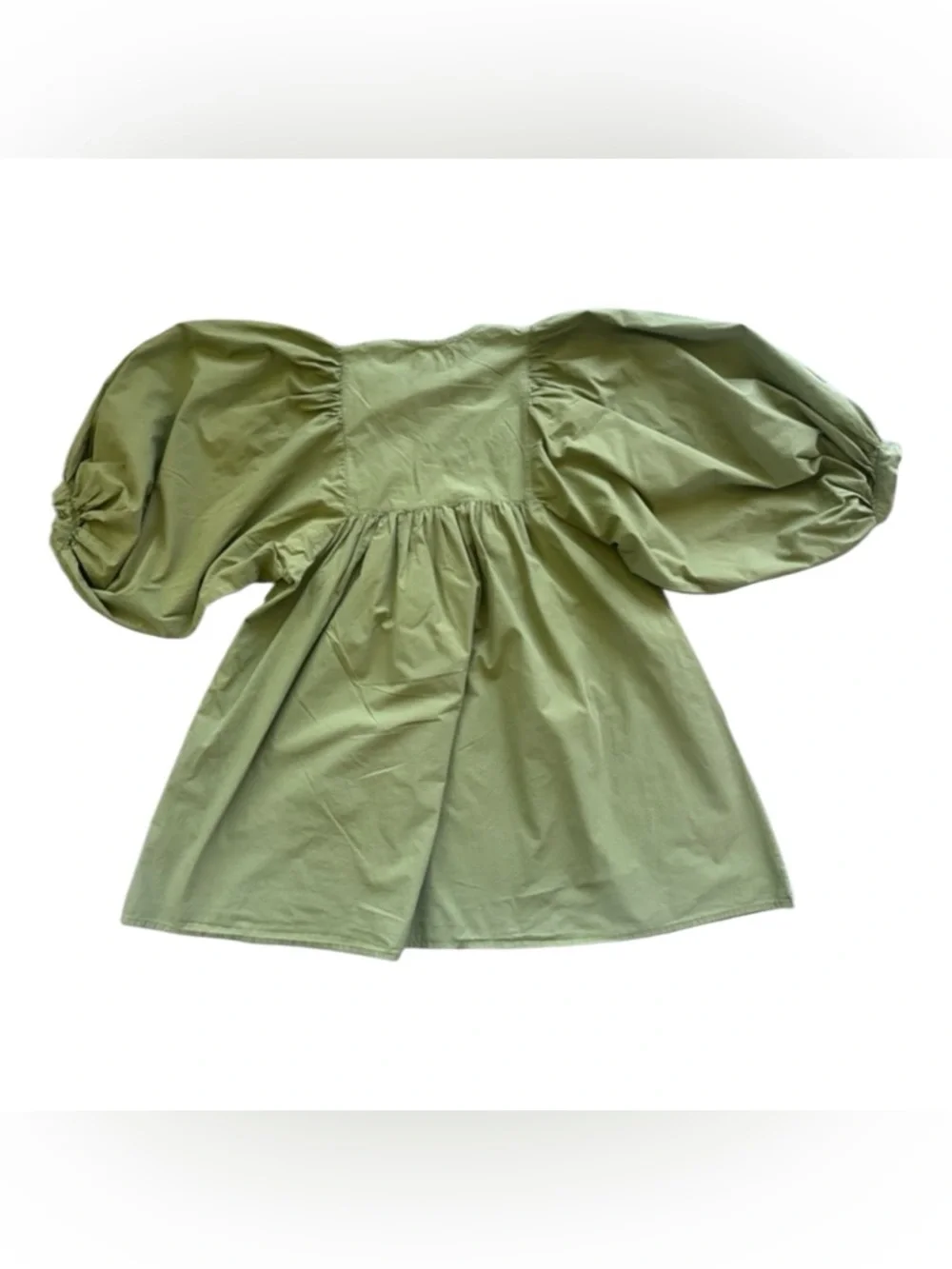 Millie Resort & Travel Olive Green Puff Sleeve Babydoll Dress Medium - Picture 3 of 14